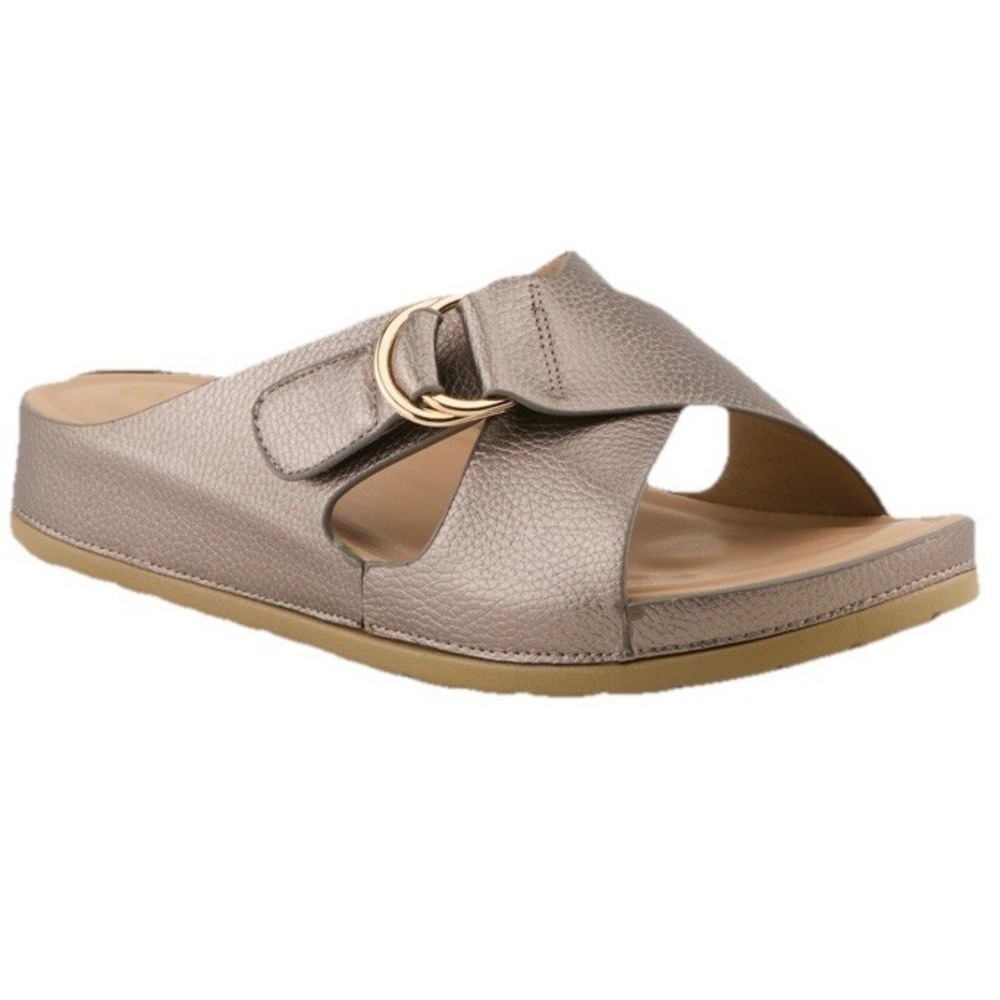 NWT Patrizia by Spring Step Sandals Sz 10 Rubia Pewter Metallic Comfort Slides